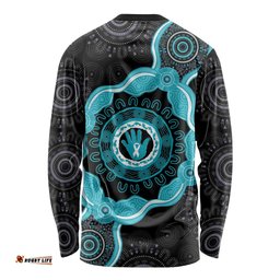Australia Ovarian Cancer Awareness Long Sleeve Shirt Brave Strong Teal Ribbon Aboriginal Art LT14