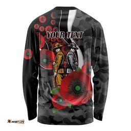 Collingwood Magpies ANZAC Personalised Long Sleeve Shirt Lest We Forget Poppy Camo LT9