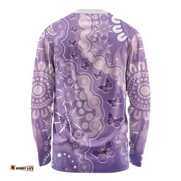 Australia Epilepsy Awareness Long Sleeve Shirt Purple Butterflies Aboriginal LT05