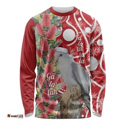 Blue Galah Mutation Christmas Australia Long Sleeve Shirt Falalalala Galalah Bottlebrush Red Aboriginal Art LT14