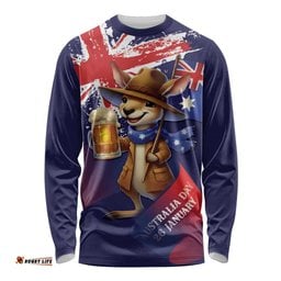 Australia Day Kangaroo Flag Long Sleeve Shirt Aussie Aussie Aussie Oi Oi Oi LT9