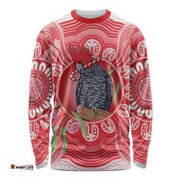 Australia Gang-gang Cockatoo Christmas Long Sleeve Shirt Eucalyptus Blossoms Aboriginal Merry Xmas LT14