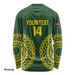 Custom Avaiki Cook Islands Rugby Long Sleeve Shirt Kuki Airani Tatau Green LT14