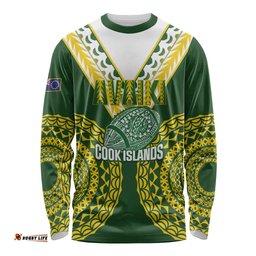 Custom Avaiki Cook Islands Rugby Long Sleeve Shirt Kuki Airani Tatau Green LT14