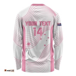 Custom Bowls Australia Breast Cancer Long Sleeve Shirt Pink Ribbon Curve Sporty LT14