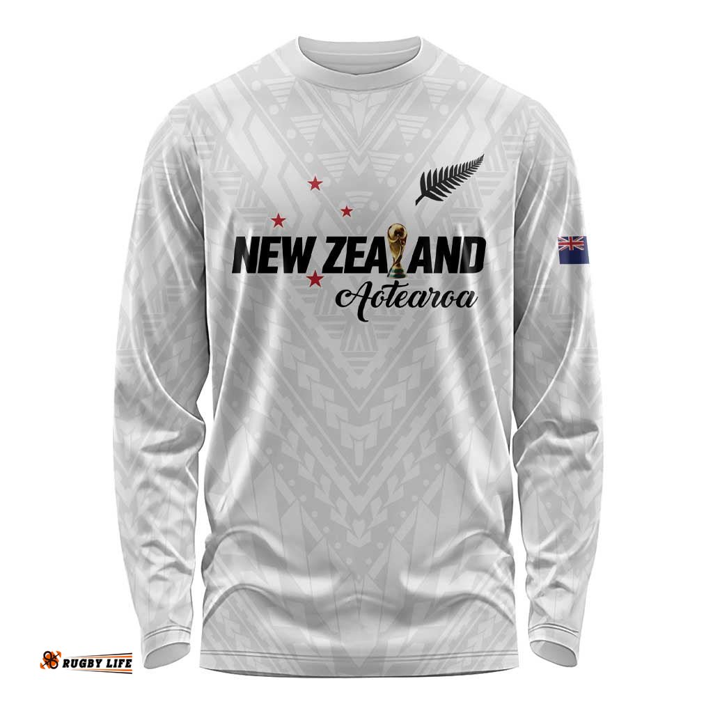 Custom Football New Zealand Long Sleeve Shirt Aotearoa United White Version LT01