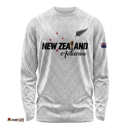 Custom Football New Zealand Long Sleeve Shirt Aotearoa United White Version LT01