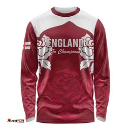 Custom England Rugby 2025 Long Sleeve Shirt Go Champions Red Rose LT14