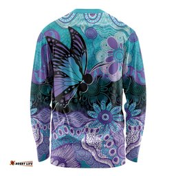 Australia Indigenous Teal Purple Contemporary Aboriginal Art Long Sleeve Shirt Hope Is Real LT7