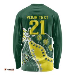 Custom Cricket Aussie Pride Long Sleeve Shirt Indigenous Inspired LT9