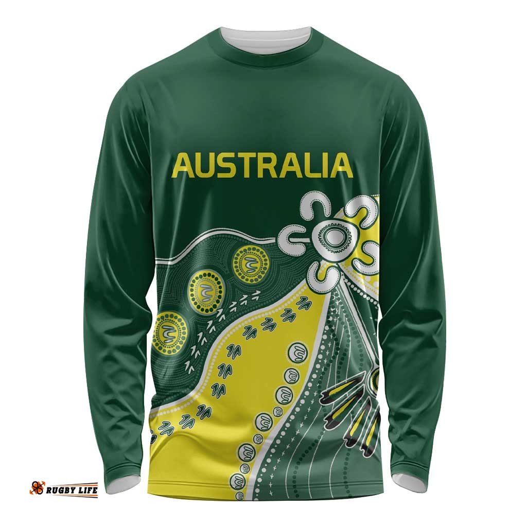 Custom Cricket Aussie Pride Long Sleeve Shirt Indigenous Inspired LT9