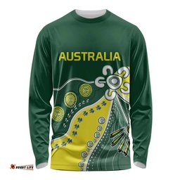Custom Cricket Aussie Pride Long Sleeve Shirt Indigenous Inspired LT9