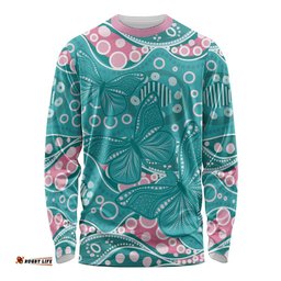 Australia Hereditary Cancer Awareness Long Sleeve Shirt Aboriginal Butterflies LT7