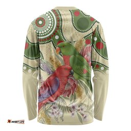 Australia Moluccan Eclectus Long Sleeve Shirt Australian Native Flowers Indigenous Art LT14