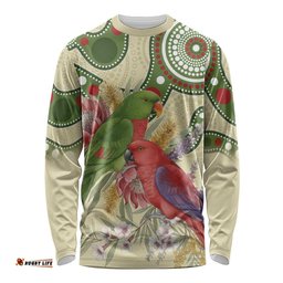 Australia Moluccan Eclectus Long Sleeve Shirt Australian Native Flowers Indigenous Art LT14