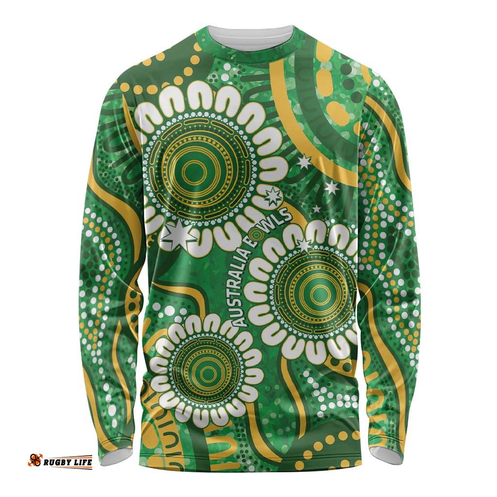 Bowls Australia Custom Long Sleeve Shirt Aboriginal Art National Color LT14