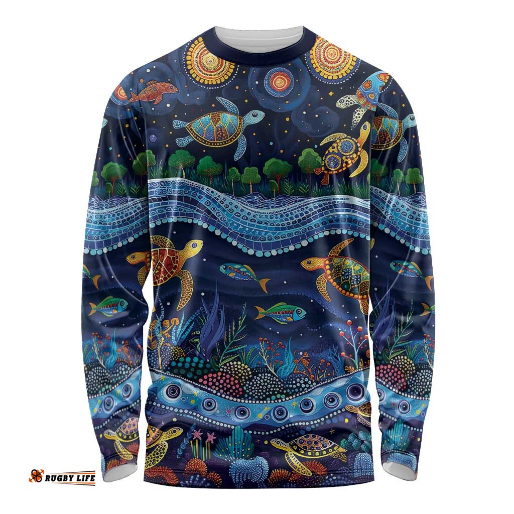 Australian Landscapes Long Sleeve Shirt Aboriginal Dreamtime Story LT9