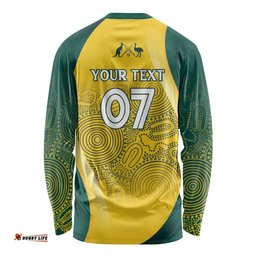 Australia Cricket Custom Indigenous Long Sleeve Shirt Aboriginal Arts GO Aussie LT7