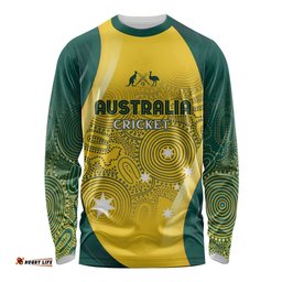 Australia Cricket Custom Indigenous Long Sleeve Shirt Aboriginal Arts GO Aussie LT7