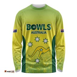 Australian Kangaroo Lawn Bowls Custom Long Sleeve Shirt Aussie Minimalist Style LT9