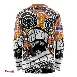 Australian Northern Territory Long Sleeve Shirt Aboriginal with Sturt's Desert Rose LT9