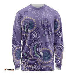 Australia Epilepsy Awareness Long Sleeve Shirt Aboriginal Purple Ribbon with Seahorse LT7
