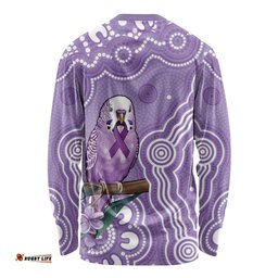 Australia Epilepsy Awareness Long Sleeve Shirt Purple Budgerigar Plumeria Aboriginal LT14
