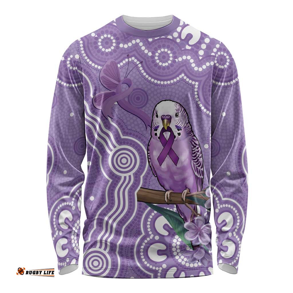 Australia Epilepsy Awareness Long Sleeve Shirt Purple Budgerigar Plumeria Aboriginal LT14