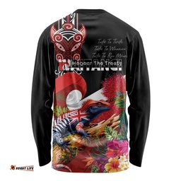 Aotearoa Toitu Te Tiriti Long Sleeve Shirt Waitangi-Honour The Treaty NZ Tuatara and Plants LT03
