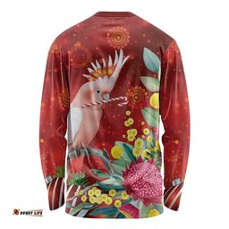Australia Pink Cockatoo Christmas Long Sleeve Shirt Aussie Native Flowers Merry Xmas - Red LT14