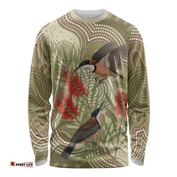 Australia Eastern Spinebill Long Sleeve Shirt Aussie Honeyeater Bottlebrush Indigenous Art LT14