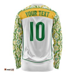 Custom Australia Football Long Sleeve Shirt Aboriginal Pattern Sporty Style-White Color LT03