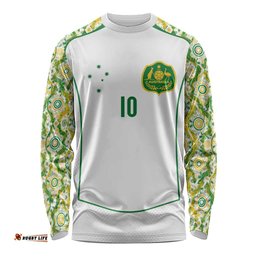 Custom Australia Football Long Sleeve Shirt Aboriginal Pattern Sporty Style-White Color LT03