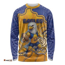 Custom Eagles Football Long Sleeve Shirt Aboriginal Dot Art Pattern DT05