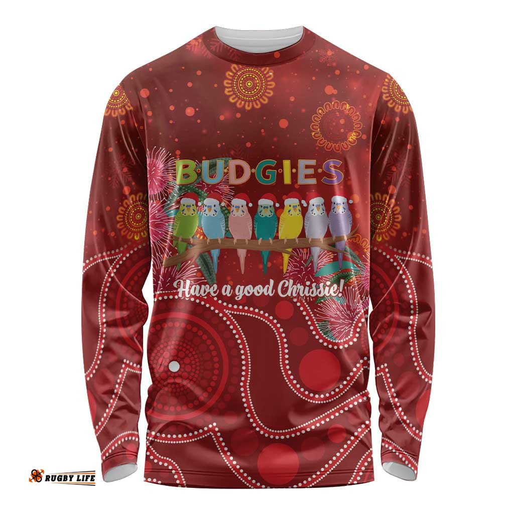 Australia Budgerigar Christmas Personalised Long Sleeve Shirt Budgies Hakea Have A Good Chrissie LT14