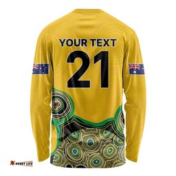 Custom Australia Cricket Spirit 2026 Long Sleeve Shirt World T20 Edition - Gold Aboriginal LT9
