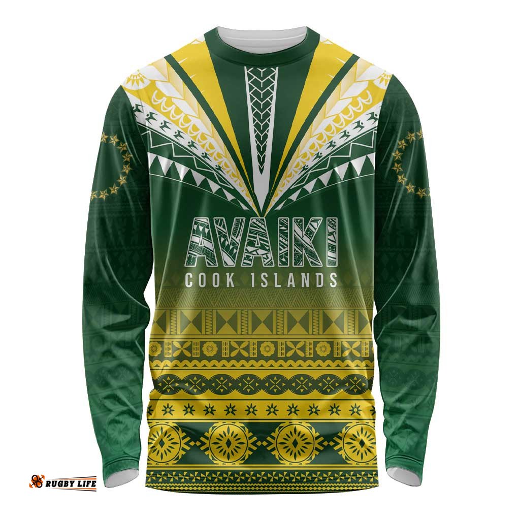 Cook Islands Rugby Custom Long Sleeve Shirt Kuki Avaiki LT7