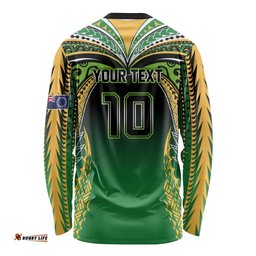 Custom Cook Islands Rugby League Long Sleeve Shirt Avaiki Tatau Tribal Motifs Black Color LT03