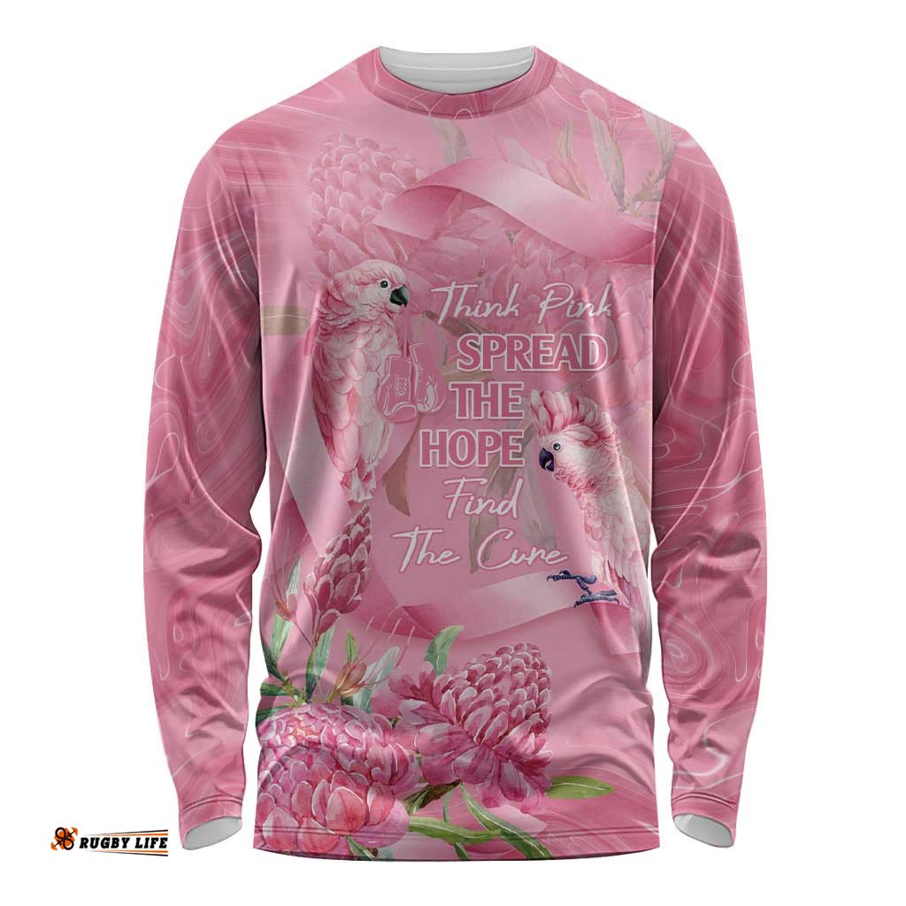 Australia Breast Cancer Awareness Long Sleeve Shirt Think Pink Cockatoos Ribbon LT14