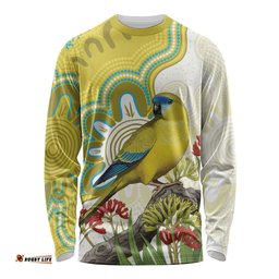 Australia Rock Parrot Long Sleeve Shirt Kangaroo Paws Indigenous Art LT14