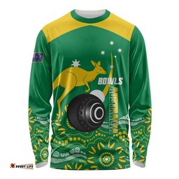 Custom Bowls Australia Long Sleeve Shirt Aussie Kangaroo Aboriginal Art LT14