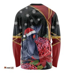 Australia Palm Cockatoo Christmas Long Sleeve Shirt Probosciger Aterrimus Waratah Merry Chrissie LT14
