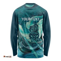 Personalised New Zealand Waitangi Day Long Sleeve Shirt Hei Tiki With Maori Waka - Whakarare Pattern LT14