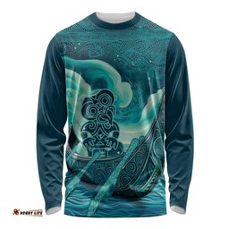 Personalised New Zealand Waitangi Day Long Sleeve Shirt Hei Tiki With Maori Waka - Whakarare Pattern LT14