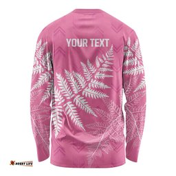 New Zealand Lawn Bowls Breast Cancer Personalized Long Sleeve Shirt Wrap-Around Silver Fern LT7