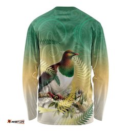 New Zealand Pigeon Kereru Long Sleeve Shirt Maori Fern Art Green Gradient LT05