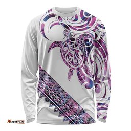 Mawhero Paua shell Kowhaiwhai Taniko Personalised Long Sleeve Shirt Turtle Tattoo Maori Tribal Style LT9