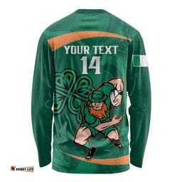 Custom Ireland Rugby Sevens Long Sleeve Shirt Go Champions Irish Shamrock LT14