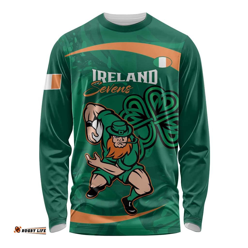 Custom Ireland Rugby Sevens Long Sleeve Shirt Go Champions Irish Shamrock LT14