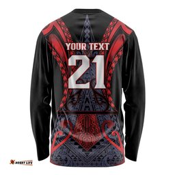 Custom New Zealand Long Sleeve Shirt Maori Kiwiana Pattern Tukutuku Motif LT9